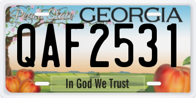 GA license plate QAF2531