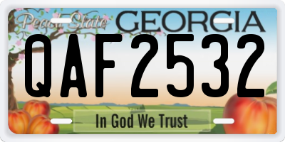 GA license plate QAF2532