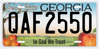 GA license plate QAF2550