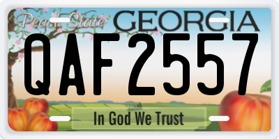 GA license plate QAF2557
