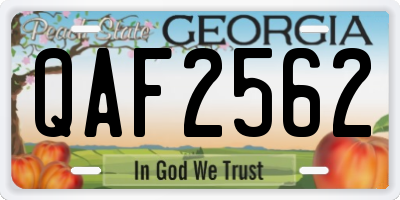 GA license plate QAF2562