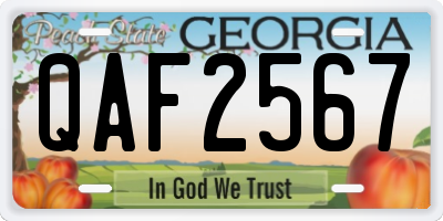 GA license plate QAF2567