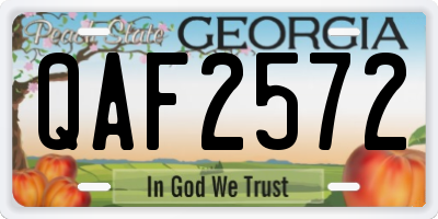 GA license plate QAF2572