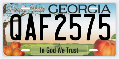 GA license plate QAF2575