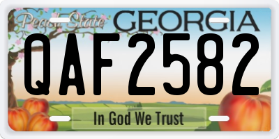 GA license plate QAF2582