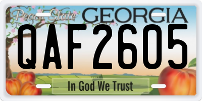 GA license plate QAF2605