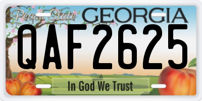 GA license plate QAF2625