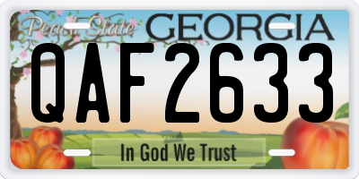 GA license plate QAF2633