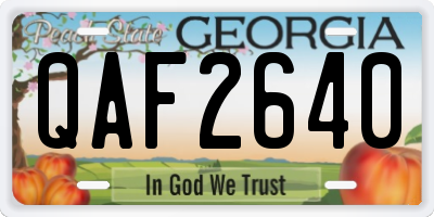 GA license plate QAF2640