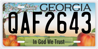 GA license plate QAF2643