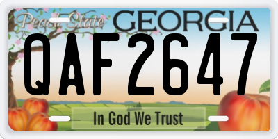 GA license plate QAF2647