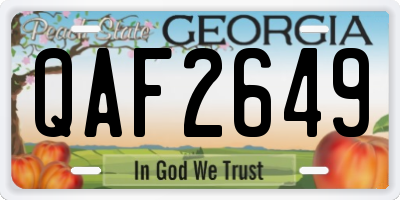 GA license plate QAF2649