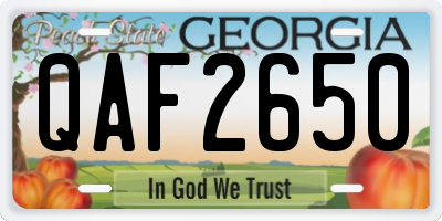 GA license plate QAF2650