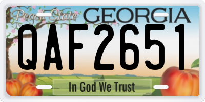 GA license plate QAF2651