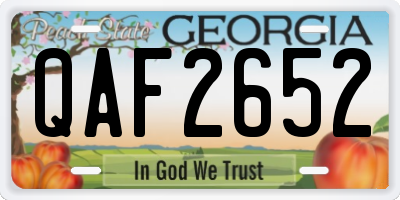 GA license plate QAF2652