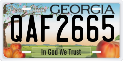 GA license plate QAF2665