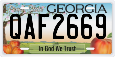GA license plate QAF2669