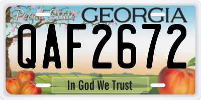 GA license plate QAF2672