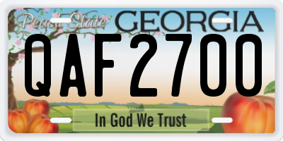 GA license plate QAF2700
