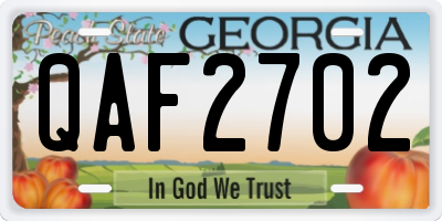GA license plate QAF2702