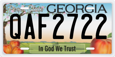 GA license plate QAF2722