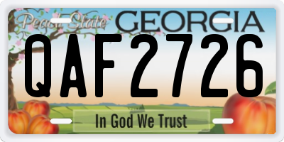 GA license plate QAF2726
