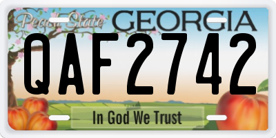 GA license plate QAF2742