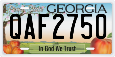 GA license plate QAF2750