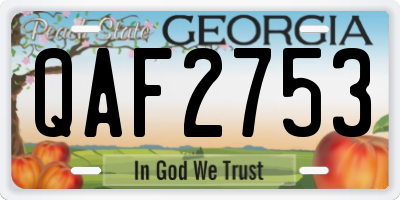 GA license plate QAF2753