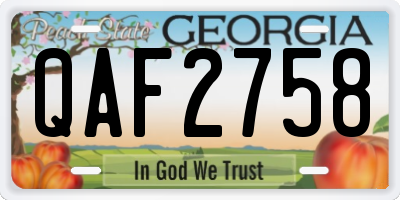 GA license plate QAF2758