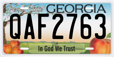 GA license plate QAF2763