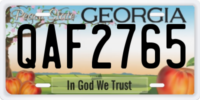GA license plate QAF2765