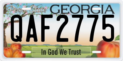 GA license plate QAF2775