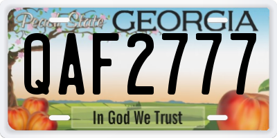 GA license plate QAF2777