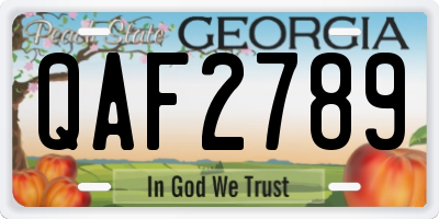 GA license plate QAF2789