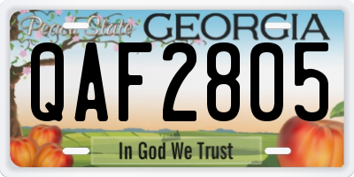 GA license plate QAF2805