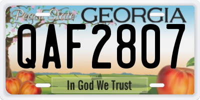 GA license plate QAF2807