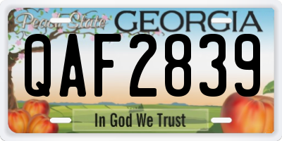 GA license plate QAF2839