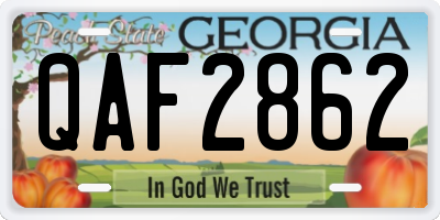 GA license plate QAF2862