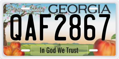 GA license plate QAF2867