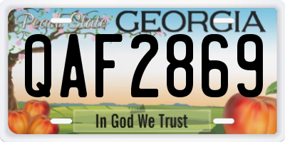 GA license plate QAF2869