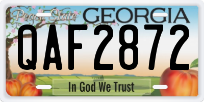 GA license plate QAF2872