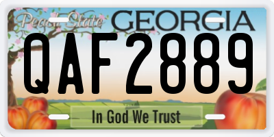 GA license plate QAF2889