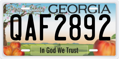 GA license plate QAF2892
