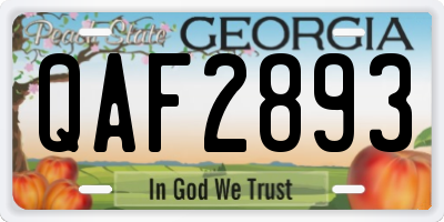 GA license plate QAF2893