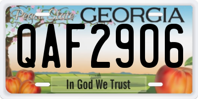 GA license plate QAF2906