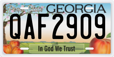 GA license plate QAF2909