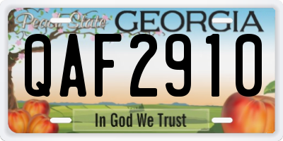 GA license plate QAF2910