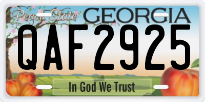GA license plate QAF2925