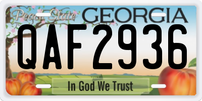 GA license plate QAF2936